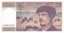 France 20 Francs - Debussy - 1980 - Serial A.001 - Low number 000435