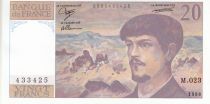 France 20 Francs - Debussy - 1988 - Serial M.023