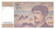 France 20 Francs - Debussy - 1989 - Serial T.025