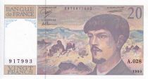 France 20 Francs - Debussy - 1990 - Serial A.028 - P.151