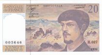 France 20 Francs - Debussy - 1990 - Serial H.027