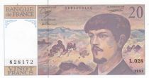 France 20 Francs - Debussy - 1990 - Serial L.028