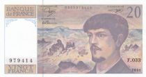 France 20 Francs - Debussy - 1991 - Serial F.033