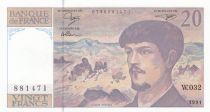 France 20 Francs - Debussy - 1991 - Serial W.032