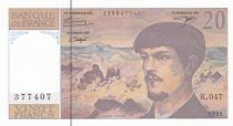 France 20 Francs - Debussy - 1995 - Serial K.047