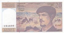 France 20 Francs - Debussy - 1995 - Serial U.047