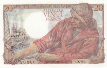 France 20 Francs - Fisher - 07-10-1943 - Serial  D.91 - P.100