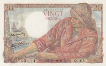 France 20 Francs - Fisher - 07-10-1943 - Serial Q.105