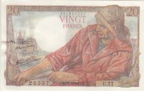 France 20 Francs - Fisher - 15-04-1943 - Serial U.77