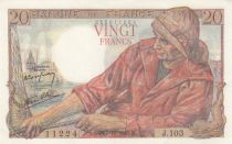 France 20 Francs - fisherman - 07-10-1943 - Serial J.103