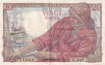 France 20 Francs - Fisherman - 09-02-1950  - Serial U.242