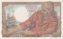 France 20 Francs - fisherman - 28-01-1943 - Serial C.61