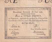 France 20 Francs An 8 - Bon au porteur - Serial A - 17-11-1799