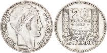 France 20 Francs Marian with laureate head -1934 Silver