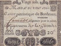 France 20 Sols - Gironde - Caisse Patriotique de Bordeaux - 1791