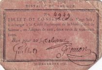 France 20 Sols - Maine et loire - District de Saumur - 30-12-1791
