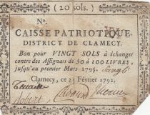 France 20 sols - Nievre - Patriotic fund of Clamecy\'s district - 1792