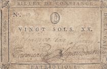 France 20 sols - Sarthe - Caisse patriotique de Saint-Calais - 1792