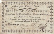 France 20 Sols - Sarthe - Municipalité de Montfort-le-Rotrou - 06-02-1792 -