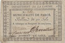 France 20 sols - Sarthe - Parcé\'s municipality - 1792