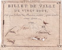 France 20 Sous - Haute-Garonne - Billet de Ville de Toulouse - False - 1791