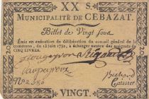 France 20 sous - Puy de dôme - Municipality of Cebazat - 1792