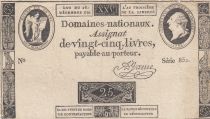 France 25 Livres - Fake from Quiberon - Louis XVI - 16-12-1791 - Sign. A. Jame - Serial 852