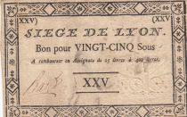 France 25 Livres - Siege of Lyon - 19-09-1793 - Watermark of Lyon