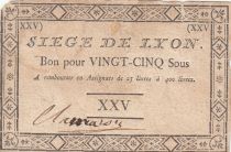 France 25 Livres - Siege of Lyon - 19-09-1793 - Watermark of Lyon