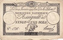 France 25 Sols - Coq - 04-01-1792 - Sign. Hervé - Serial 1838