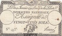 France 25 Sols - Coq - 04-01-1792 - Sign. Hervé - Serial 493