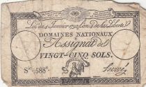 France 25 Sols - Coq - 04-01-1792 - Sign. Hervé - Serial 588