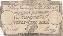 France 25 Sols - Rooster - 04-01-1792 - Sign. Hervé - Serial 1705