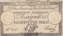 France 25 Sols - Rooster - 04-01-1792 - Sign. Hervé - Serial 306