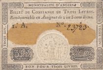 France 3 livres - Maine et loire - Angers municipality - 10-02-1792