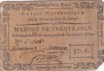 France 30 Sols - Maine et loire - Caisse Patriotique de Baugé - 11-04-1792