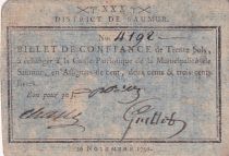 France 30 Sols - Maine et loire - District de Saumur - 26-11-1791