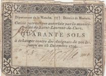 France 40 sols - Manche - Caisse patriotique de la commune de Saint Laurent de Cuve - 1794