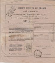 France 474 francs - Bank cheque receipt - Crédit foncier de france - 1903