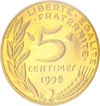 France 5 Centimes BE Marianne 1996