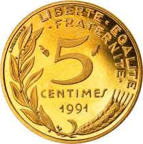 France 5 centimes Marianne - 1991 - Proof