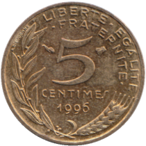 France 5 Centimes Marianne FRANCE 1992  4 Plis (N)