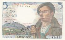 France 5 Francs -  Berger - 23-12-1943 - Série B.111