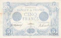 France 5 Francs - Bleu - 28-08-1916 - Série D.13581