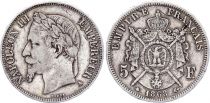 France 5 Francs - Napoléon III - Tête laurée - 1868 A Paris - Argent