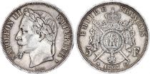 France 5 Francs - Napoléon III - Tête laurée - A Paris - 1867