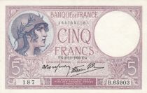 France 5 Francs - Purple - 02-11-1939  - Serial B.65903