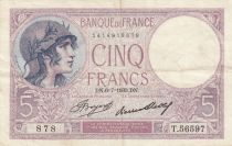 France 5 Francs - Purple - 06-07-1933 - Serial T.56