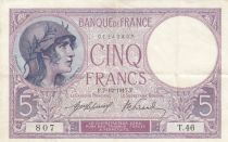 France 5 Francs - Purple - 07-12-1917 - Serial T.46