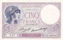 France 5 Francs - Purple - 08-06-1933 - Serial B.55804